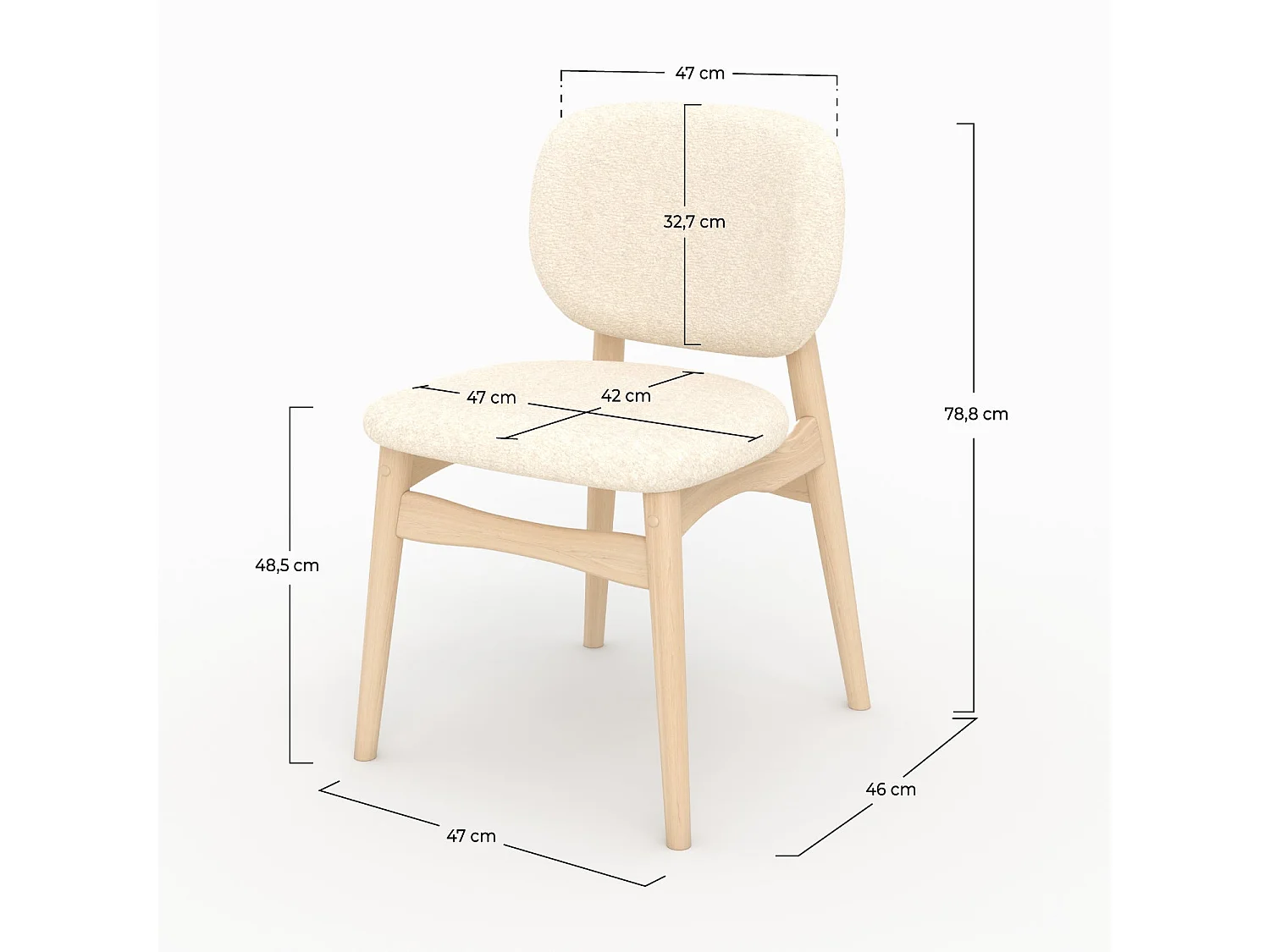 Set di 2 sedie in tessuto bouclé beige - Paulette