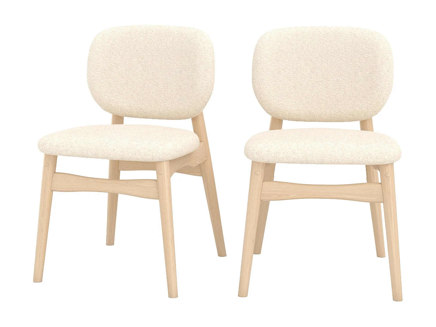 Set di 2 sedie in tessuto bouclé beige - Paulette