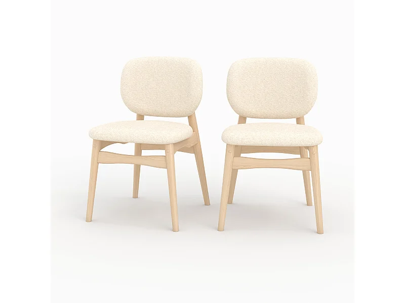 Lot de 2 chaises en tissu bouclé beige - Paulette
