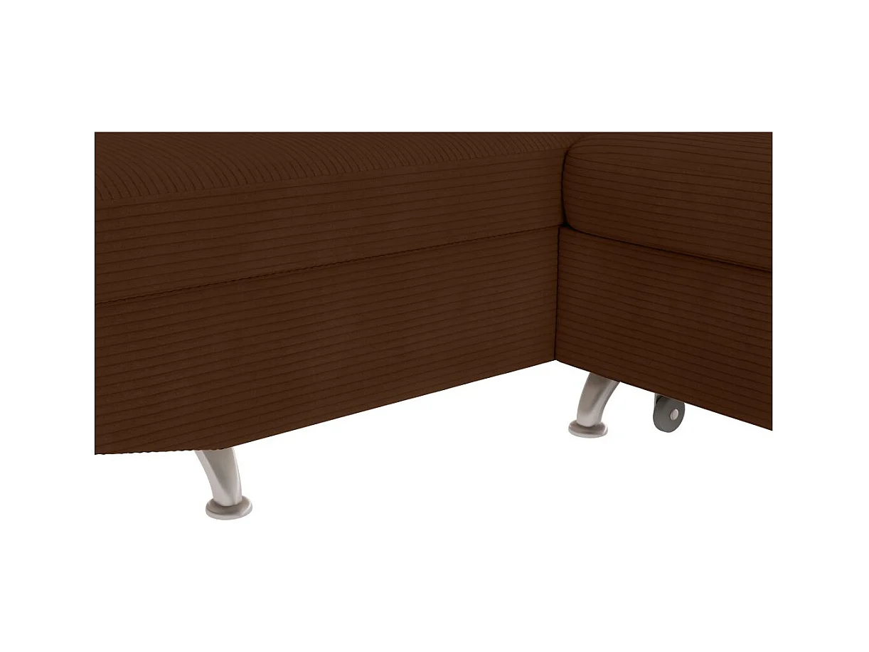 Canapé d'angle gauche convertible RIO 5 places avec coffre de rangement en velours côtelé - Marron