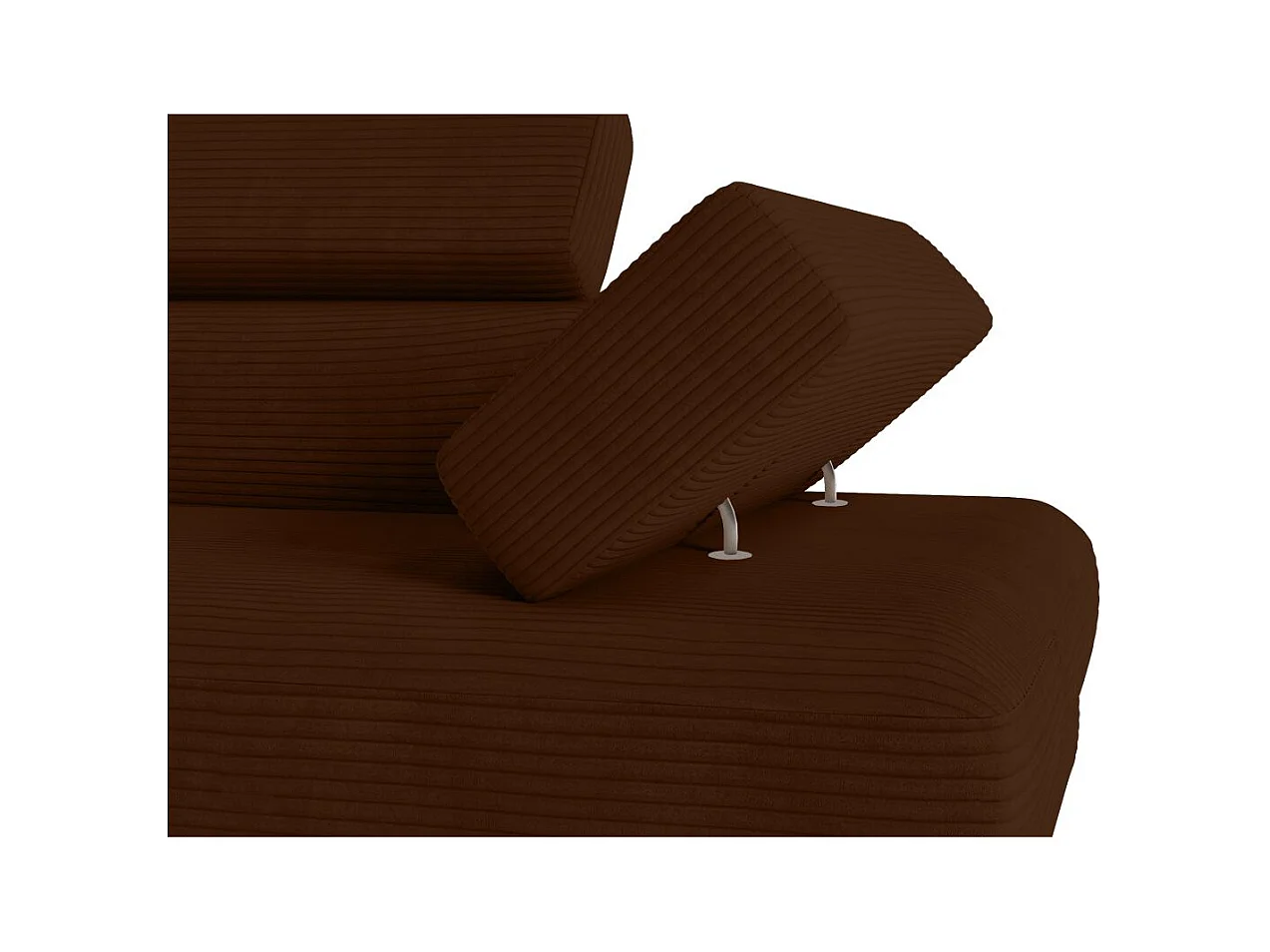 Canapé d'angle gauche convertible RIO 5 places avec coffre de rangement en velours côtelé - Marron