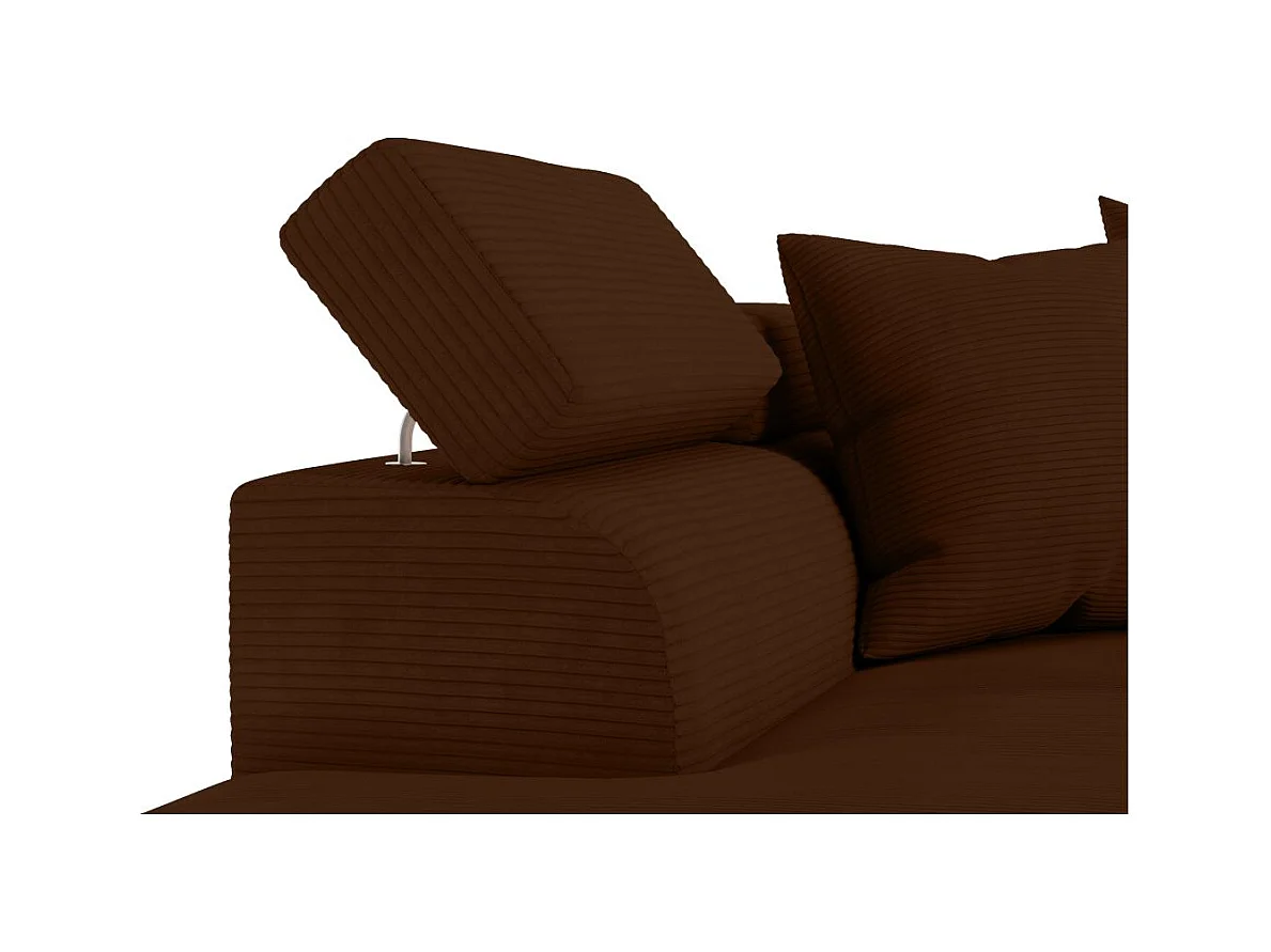 Canapé d'angle gauche convertible RIO 5 places avec coffre de rangement en velours côtelé - Marron