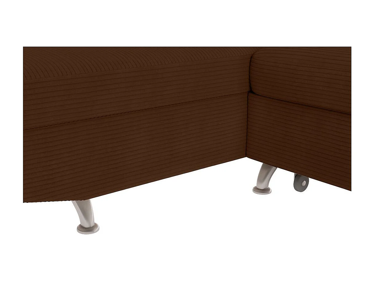 Canapé d'angle gauche convertible RIO 5 places avec coffre de rangement en velours côtelé - Marron