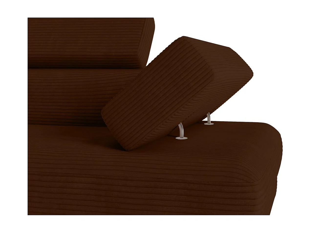 Canapé d'angle gauche convertible RIO 5 places avec coffre de rangement en velours côtelé - Marron