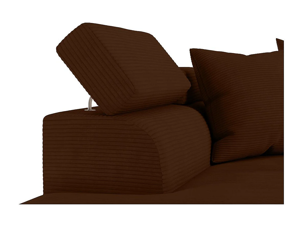 Canapé d'angle gauche convertible RIO 5 places avec coffre de rangement en velours côtelé - Marron