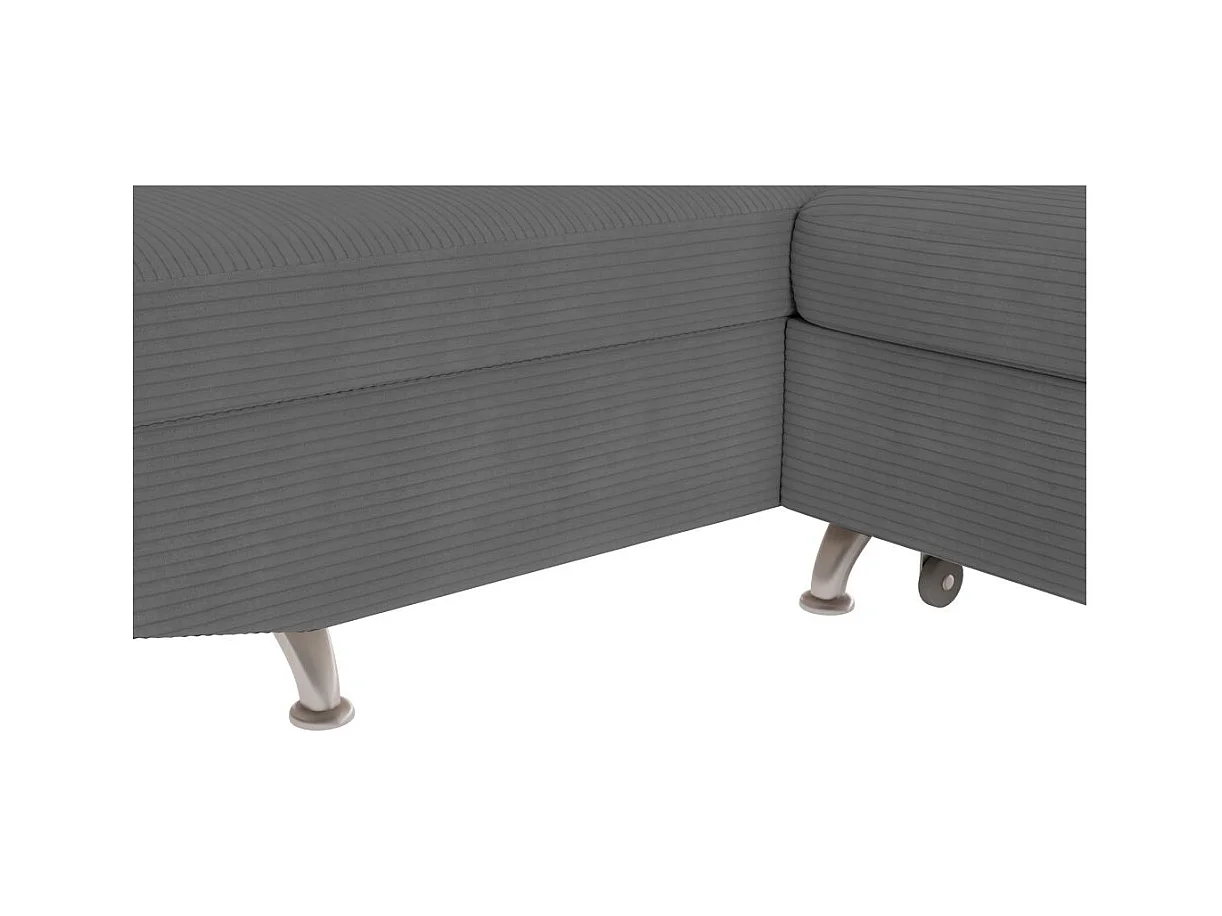 Canapé d'angle gauche convertible RIO 5 places avec coffre de rangement en velours côtelé Gris anthracite