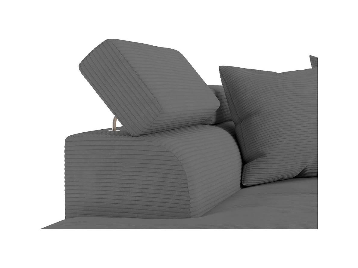 Canapé d'angle gauche convertible RIO 5 places avec coffre de rangement en velours côtelé Gris anthracite