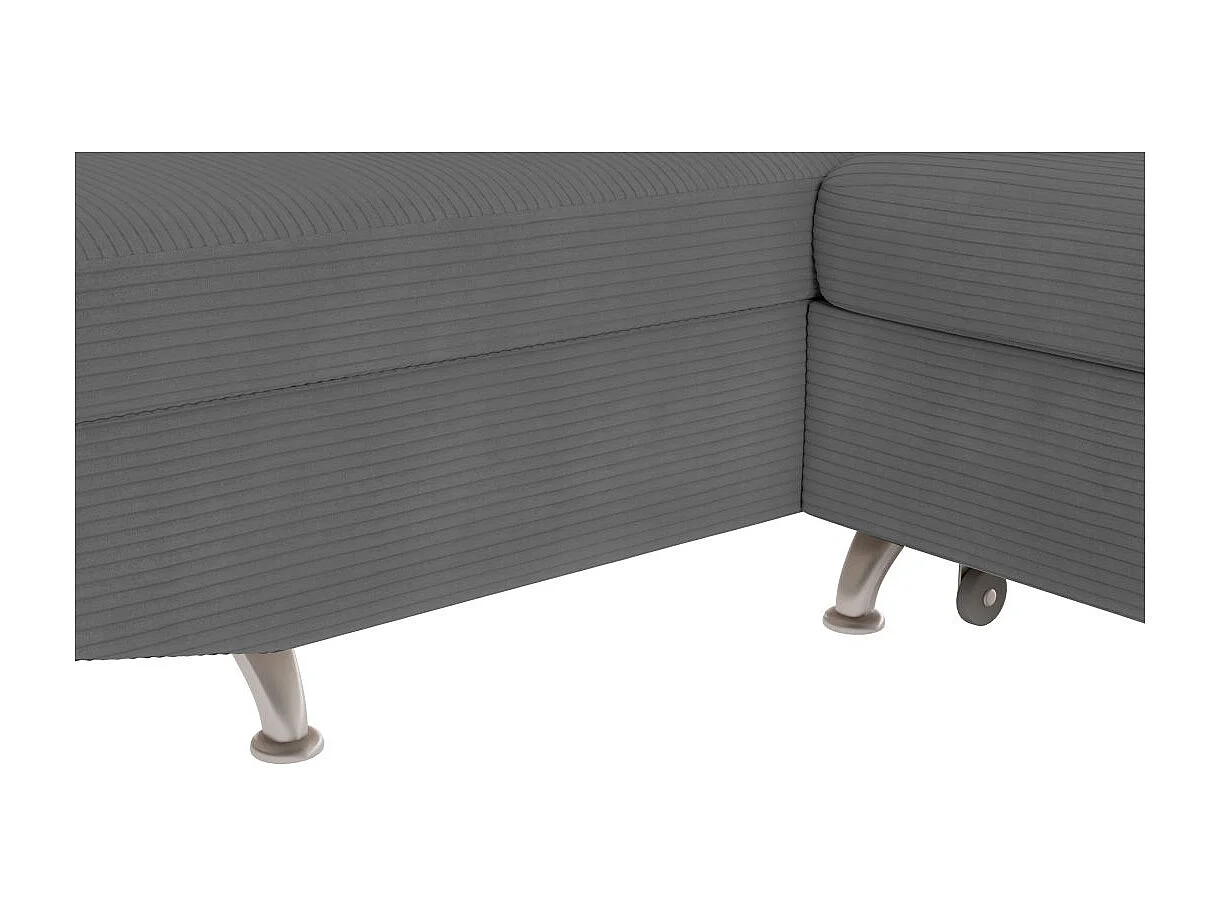 Canapé d'angle gauche convertible RIO 5 places avec coffre de rangement en velours côtelé Gris anthracite