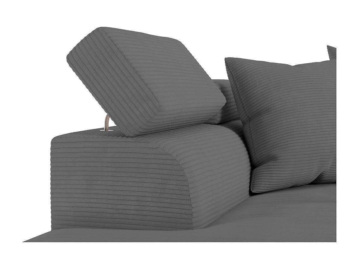 Canapé d'angle gauche convertible RIO 5 places avec coffre de rangement en velours côtelé Gris anthracite