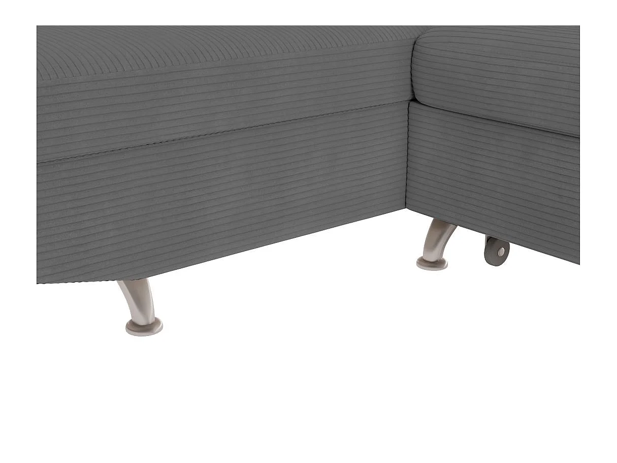 Canapé d'angle gauche convertible RIO 5 places avec coffre de rangement en velours côtelé Gris anthracite