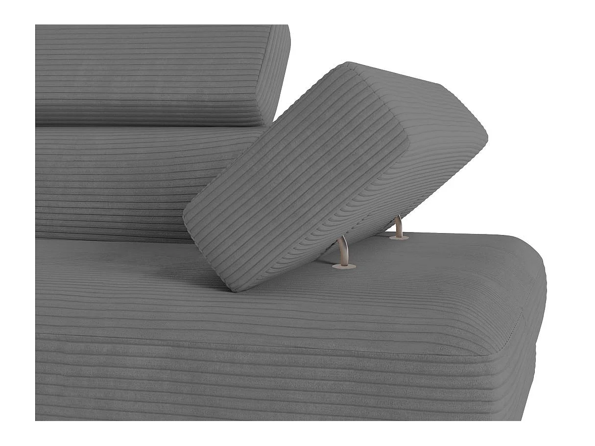 Canapé d'angle gauche convertible RIO 5 places avec coffre de rangement en velours côtelé Gris anthracite