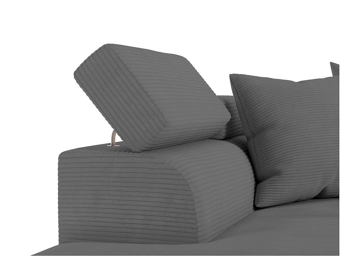 Canapé d'angle gauche convertible RIO 5 places avec coffre de rangement en velours côtelé Gris anthracite