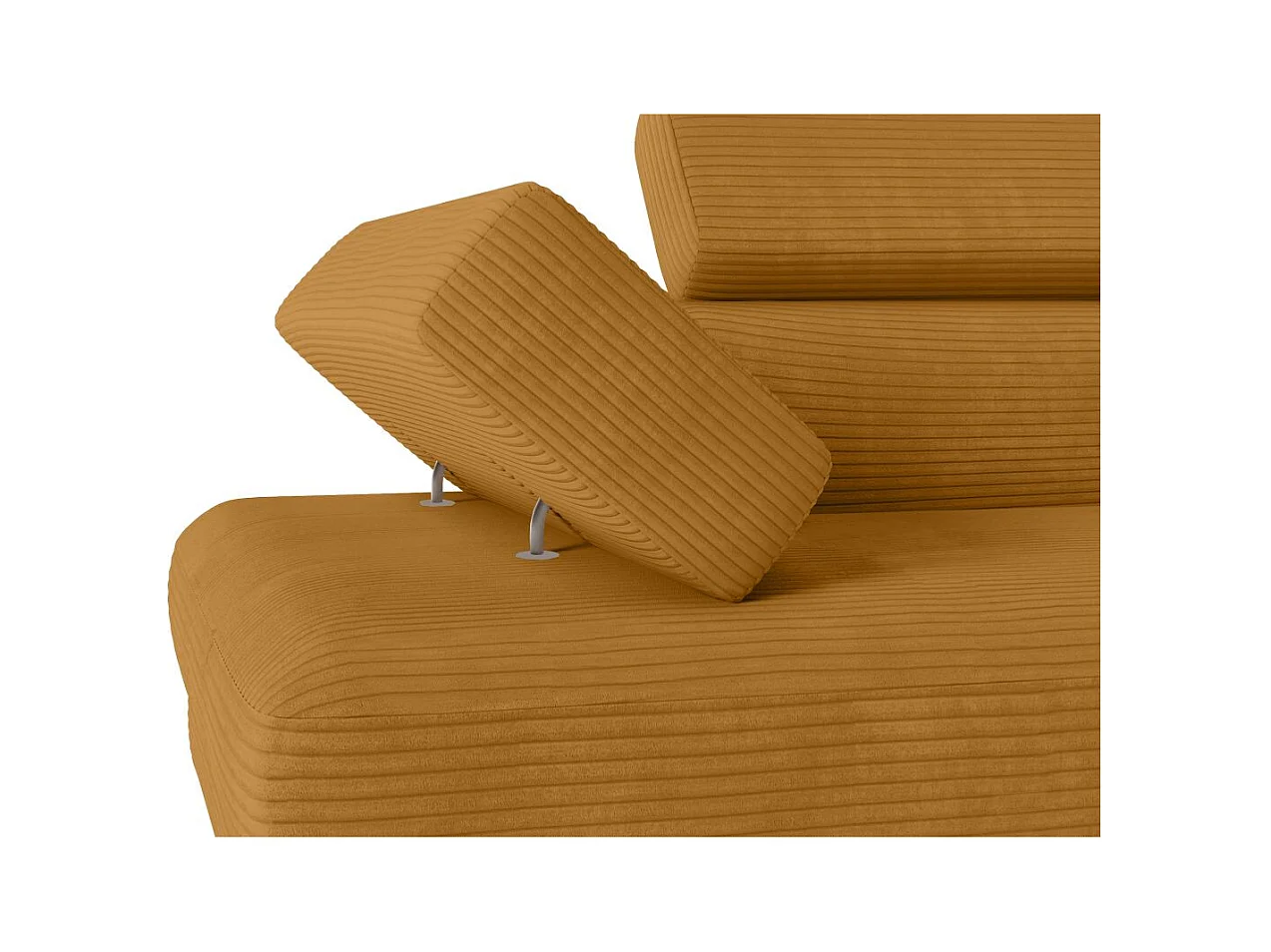 Canapé d'angle droit convertible RIO 5 places avec coffre de rangement en velours côtelé - Jaune