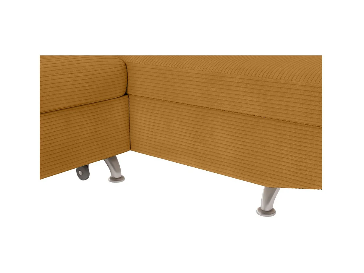 Canapé d'angle droit convertible RIO 5 places avec coffre de rangement en velours côtelé - Jaune