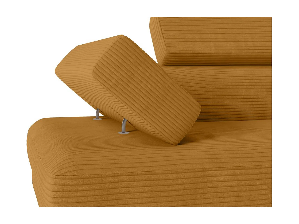 Canapé d'angle droit convertible RIO 5 places avec coffre de rangement en velours côtelé - Jaune