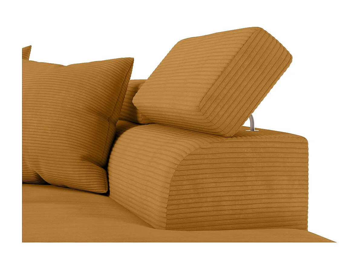 Canapé d'angle droit convertible RIO 5 places avec coffre de rangement en velours côtelé - Jaune