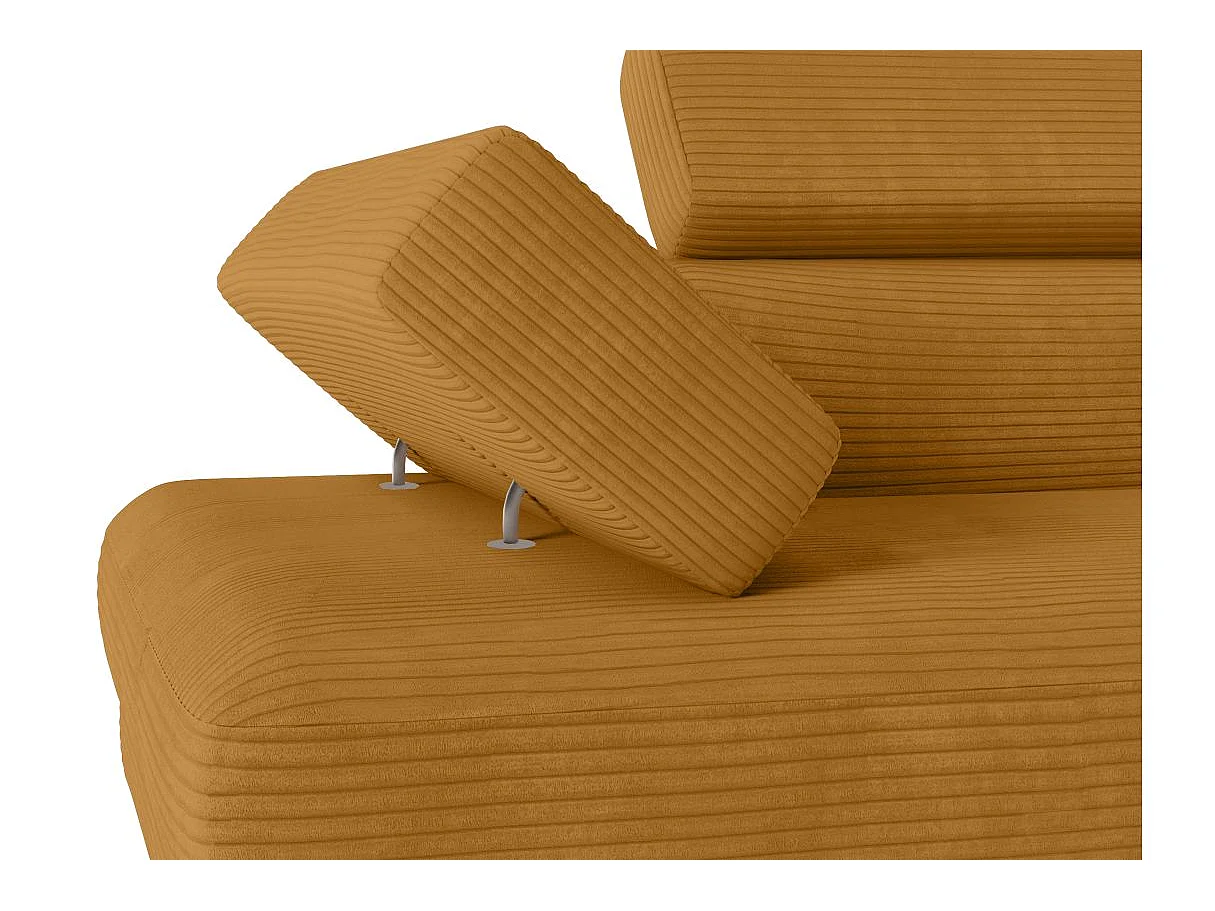 Canapé d'angle droit convertible RIO 5 places avec coffre de rangement en velours côtelé - Jaune