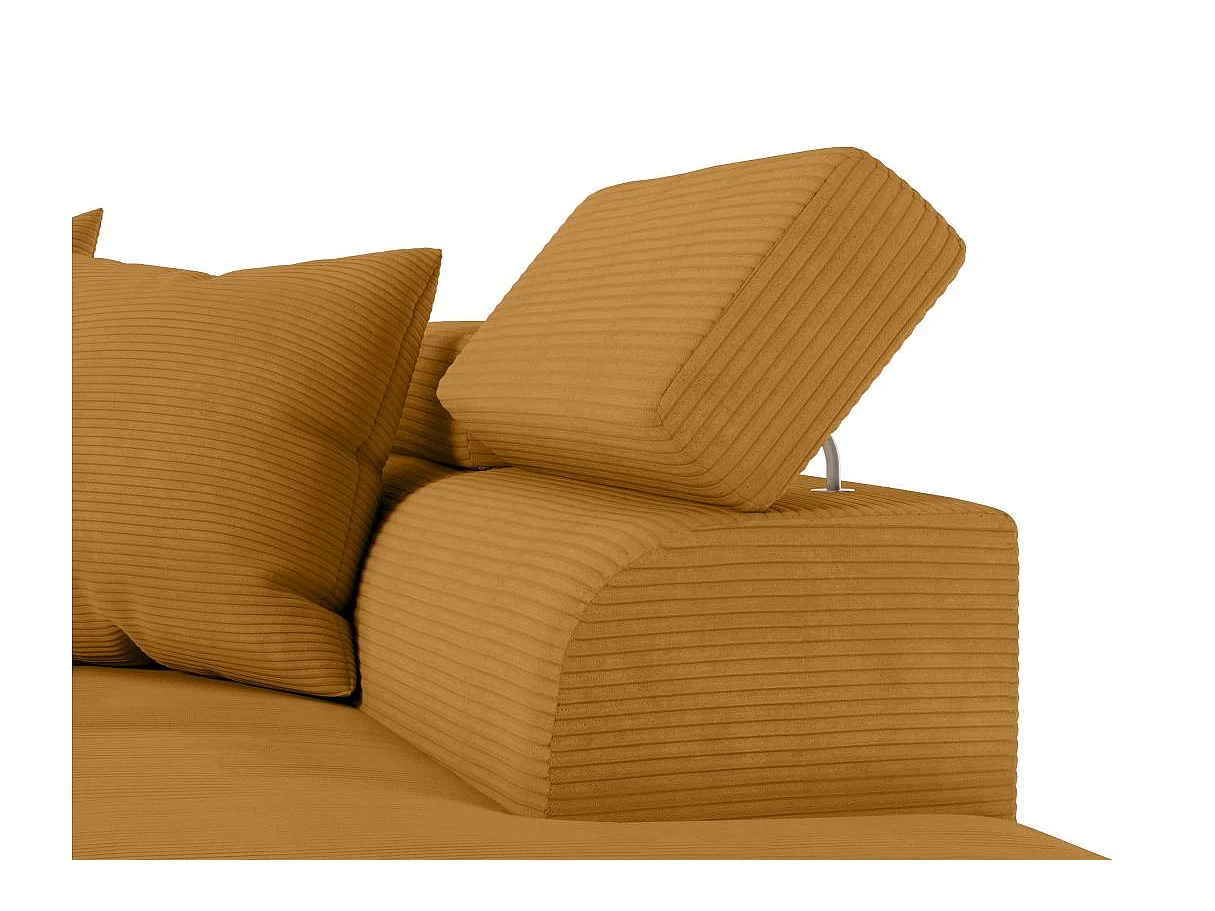 Canapé d'angle droit convertible RIO 5 places avec coffre de rangement en velours côtelé - Jaune