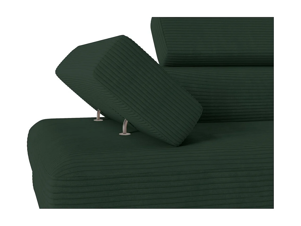 Canapé d'angle droit convertible RIO 5 places avec coffre de rangement en velours côtelé vert foncé