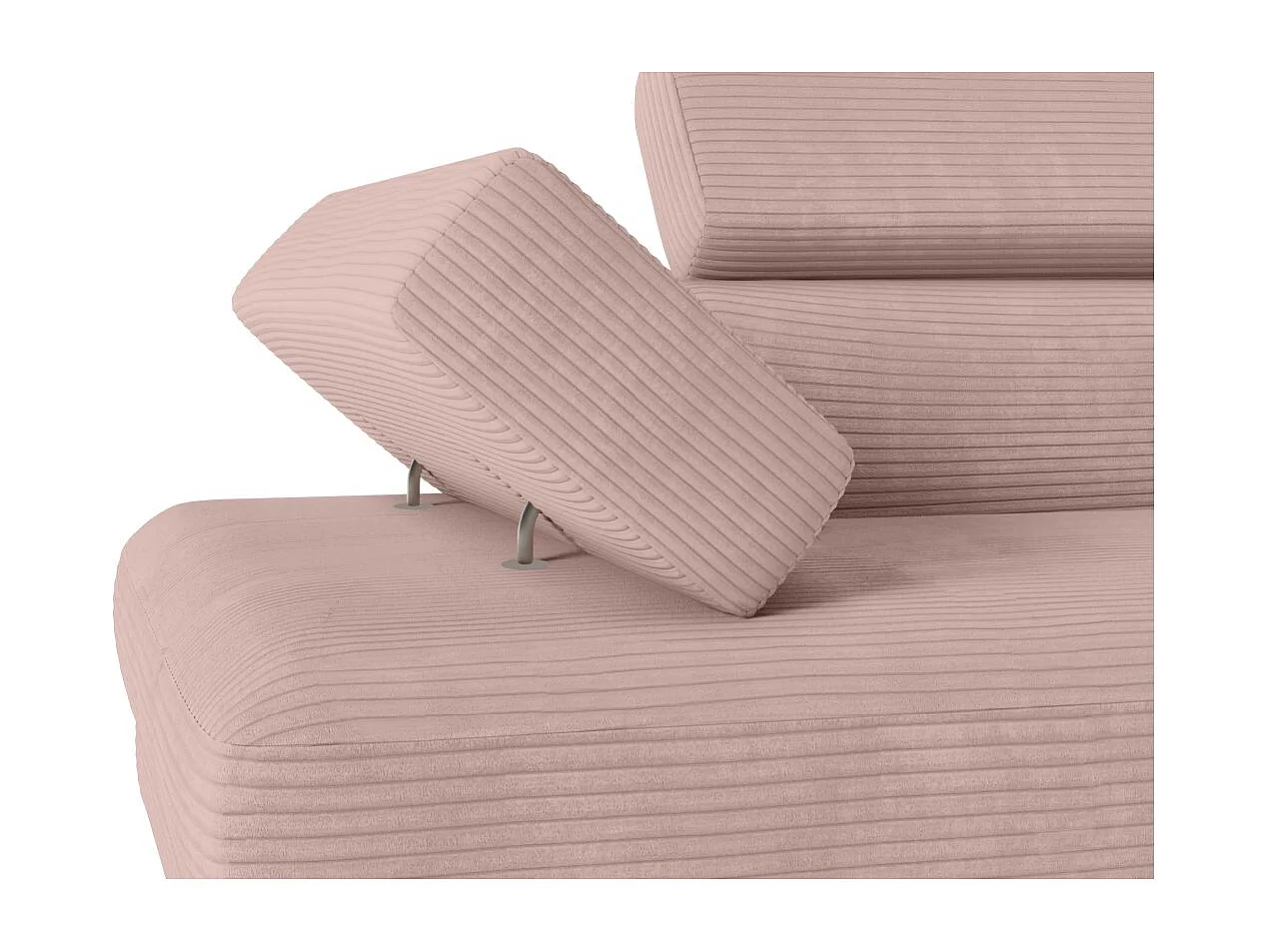 Canapé d'angle droit convertible RIO 5 places avec coffre de rangement en velours côtelé vieux rose