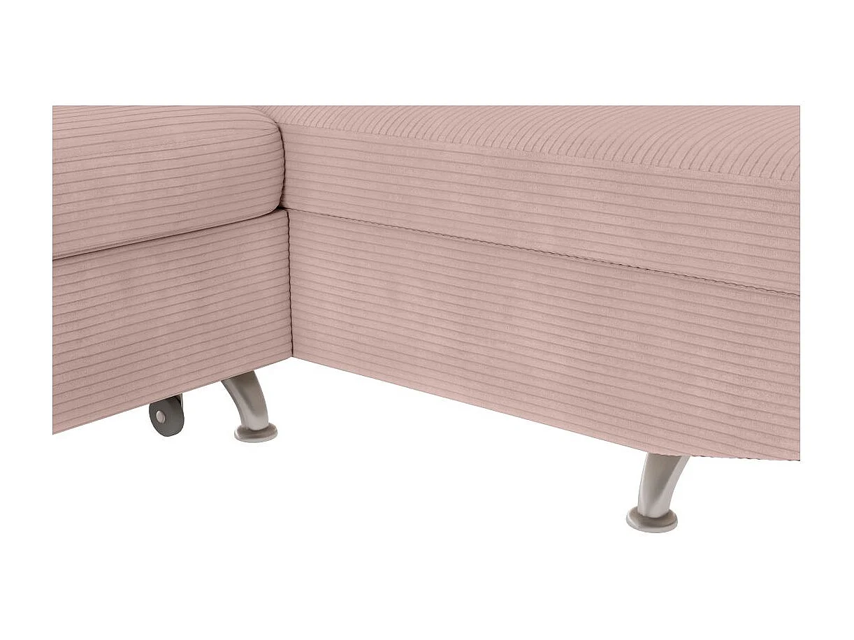 Canapé d'angle droit convertible RIO 5 places avec coffre de rangement en velours côtelé vieux rose
