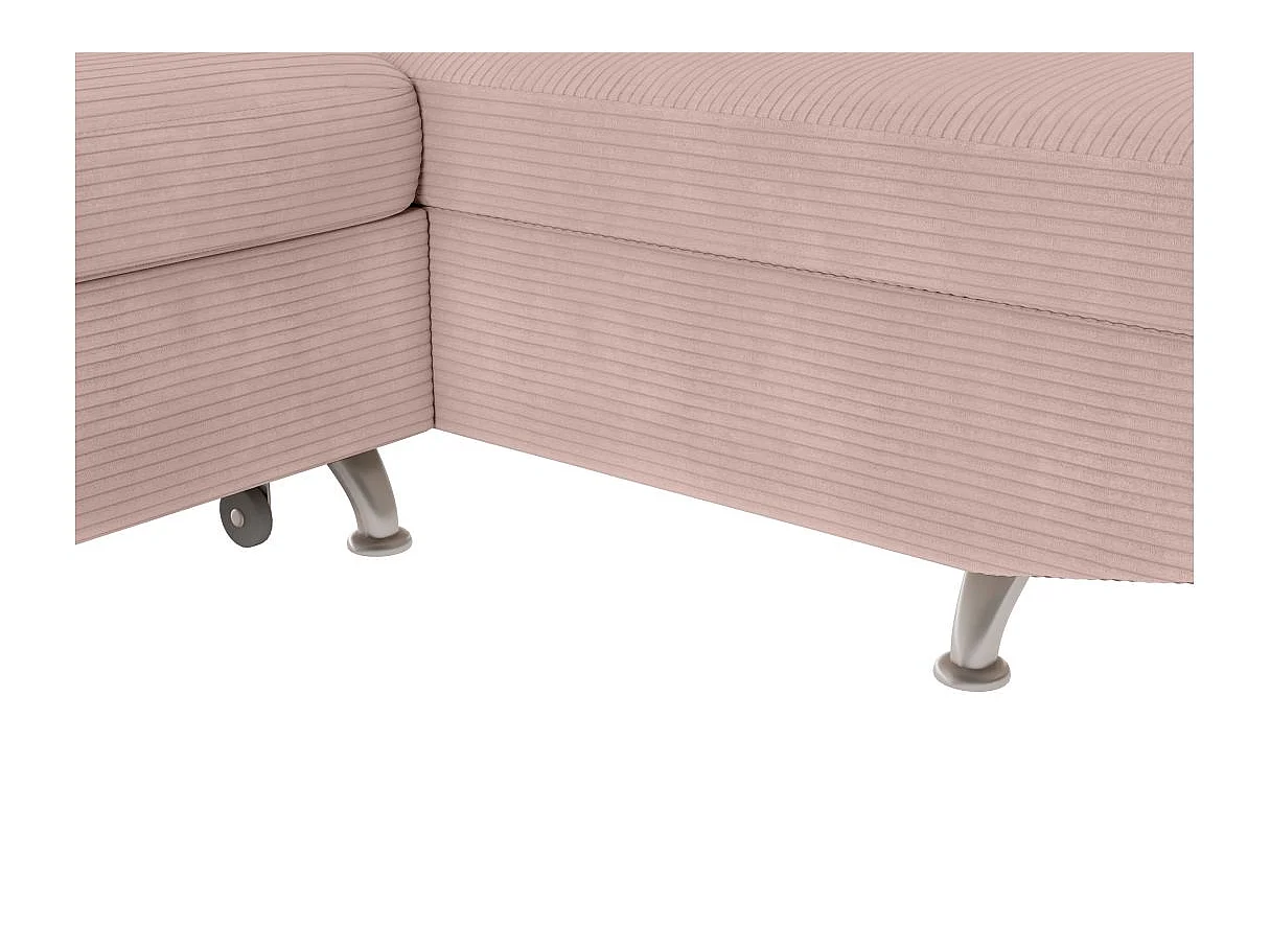Canapé d'angle droit convertible RIO 5 places avec coffre de rangement en velours côtelé vieux rose