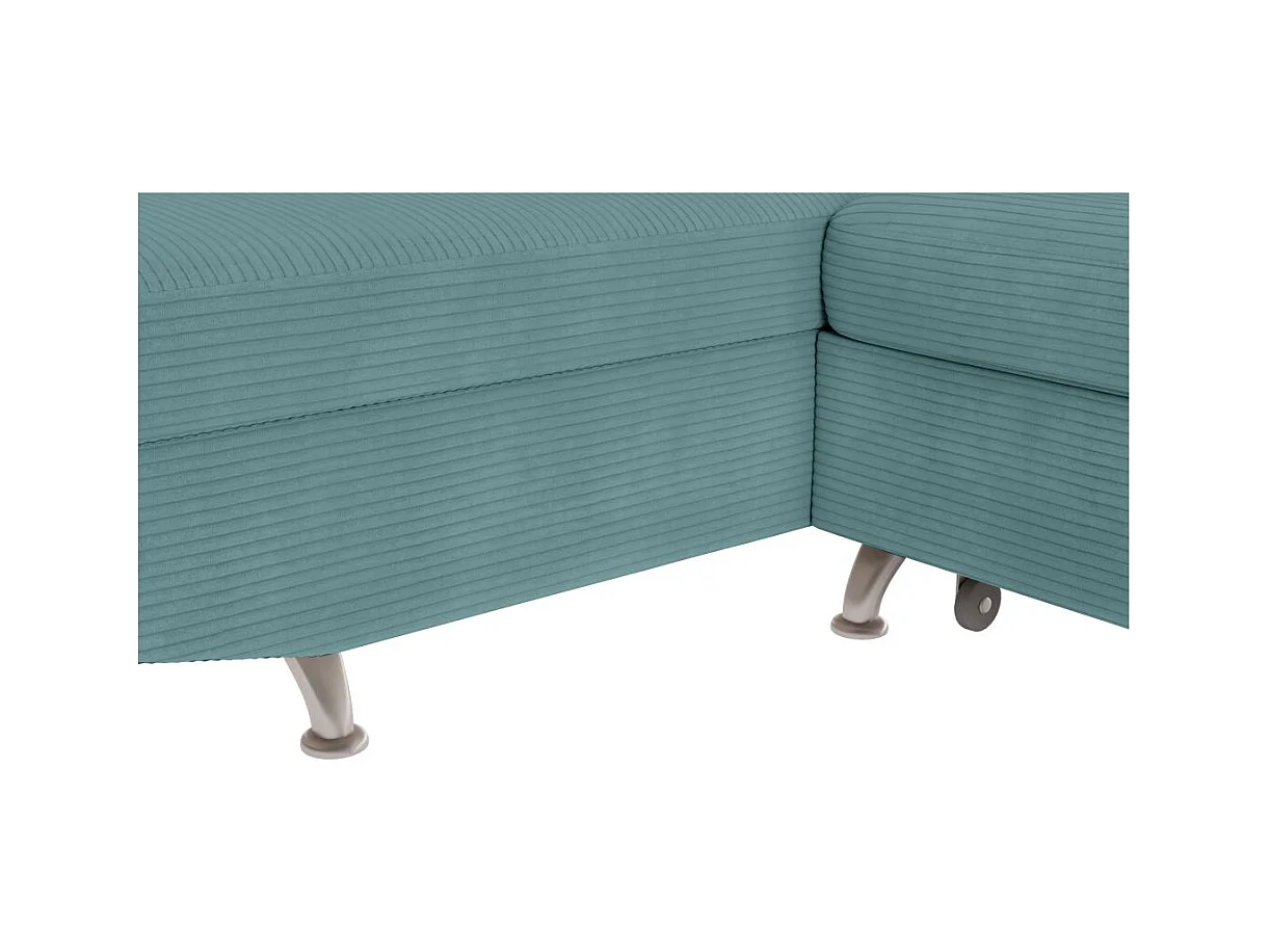 Canapé d'angle gauche convertible RIO 5 places avec coffre de rangement en velours côtelé bleu clair