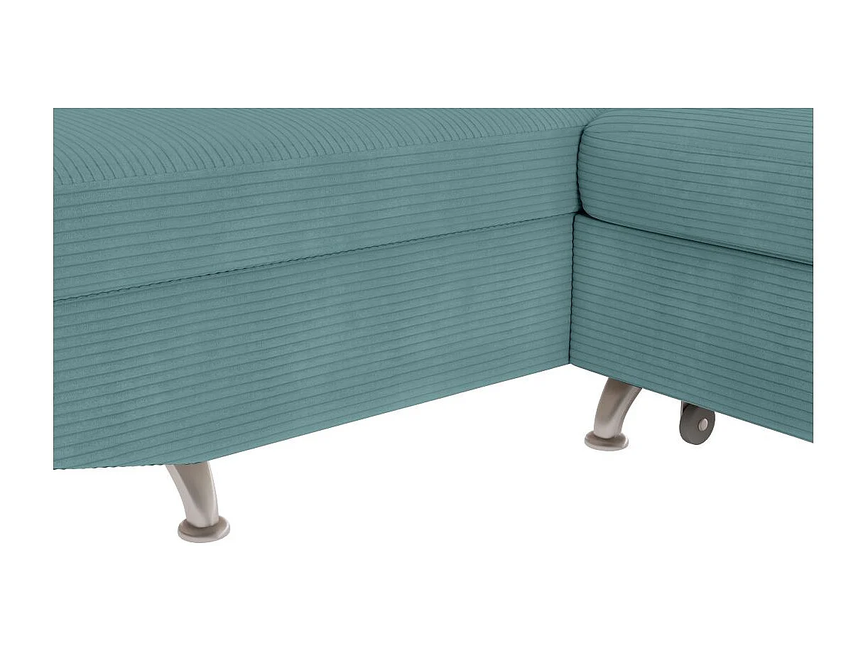 Canapé d'angle gauche convertible RIO 5 places avec coffre de rangement en velours côtelé bleu clair