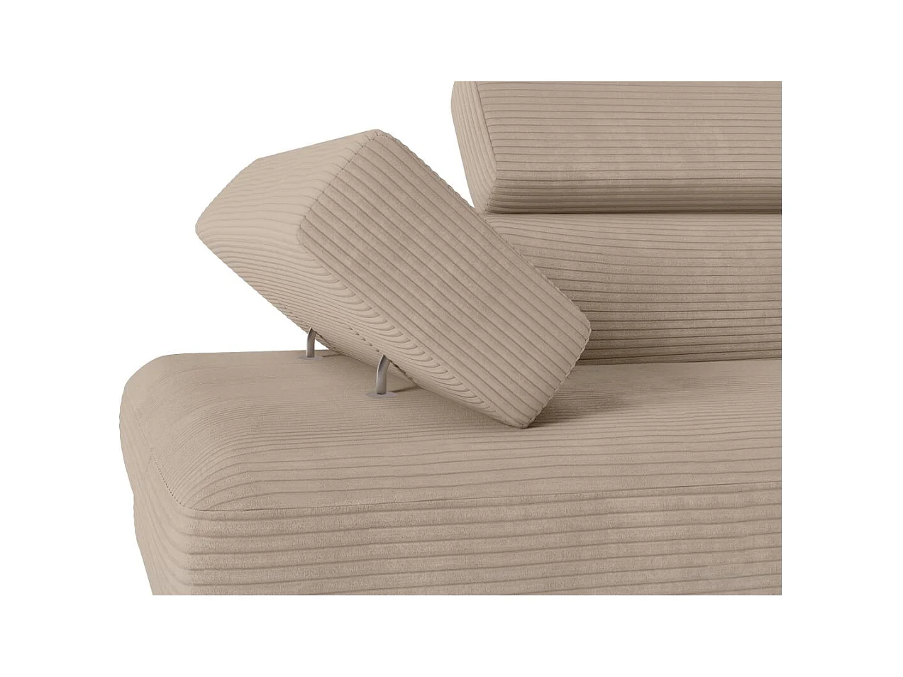 Canapé d'angle droit convertible RIO 5 places avec coffre de rangement en velours côtelé - Taupe