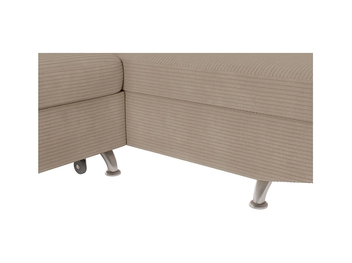 Canapé d'angle droit convertible RIO 5 places avec coffre de rangement en velours côtelé - Taupe