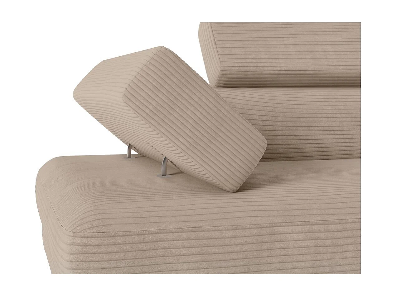 Canapé d'angle droit convertible RIO 5 places avec coffre de rangement en velours côtelé - Taupe