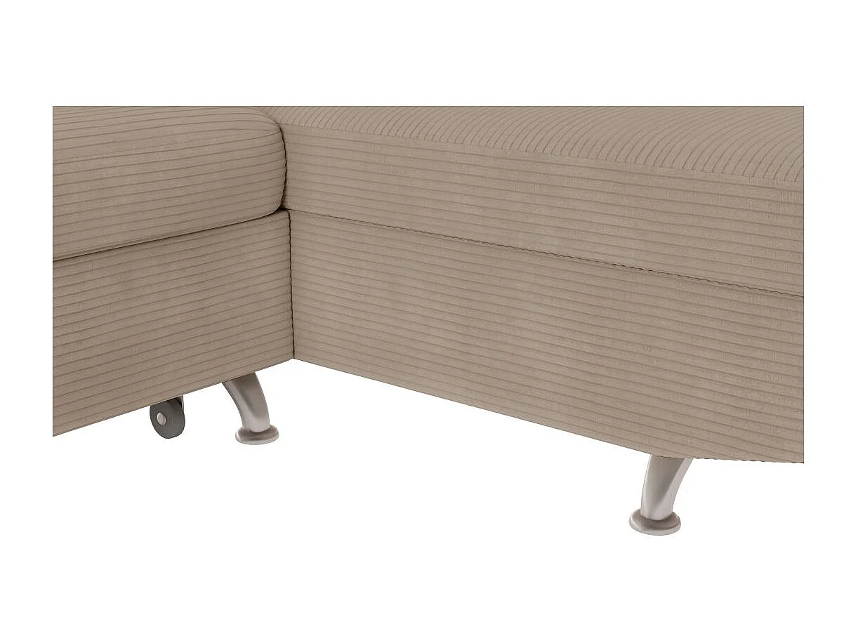 Canapé d'angle droit convertible RIO 5 places avec coffre de rangement en velours côtelé - Taupe