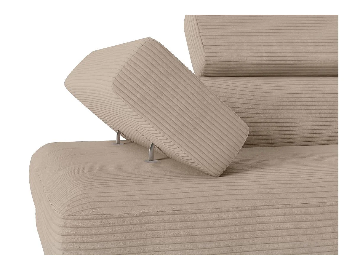 Canapé d'angle droit convertible RIO 5 places avec coffre de rangement en velours côtelé - Taupe
