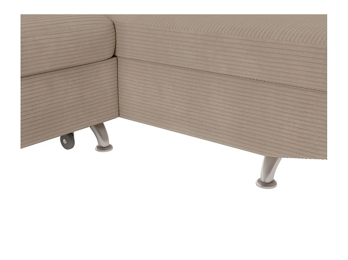 Canapé d'angle droit convertible RIO 5 places avec coffre de rangement en velours côtelé - Taupe