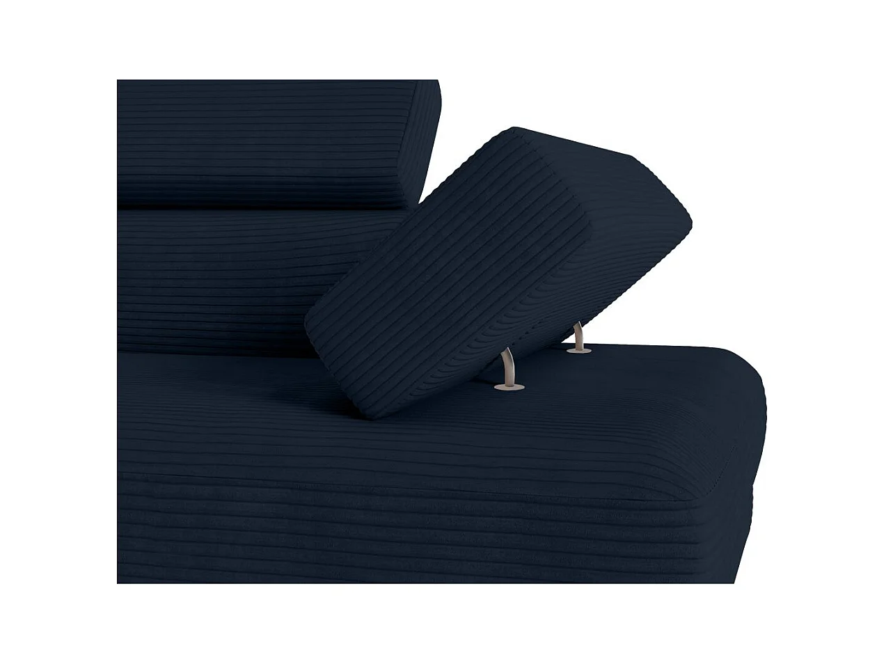 Canapé d'angle gauche convertible RIO 5 places avec coffre de rangement en velours côtelé bleu foncé