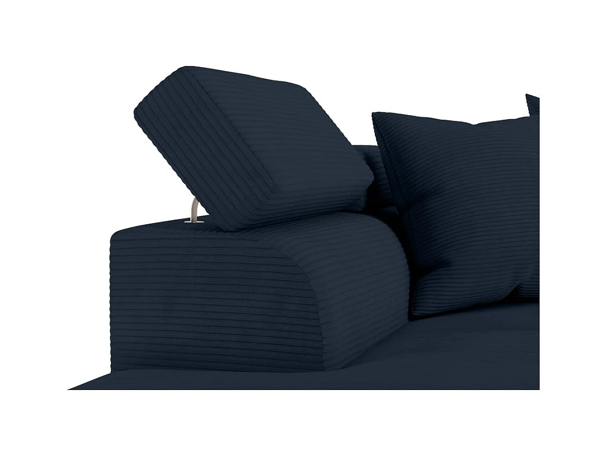 Canapé d'angle gauche convertible RIO 5 places avec coffre de rangement en velours côtelé bleu foncé