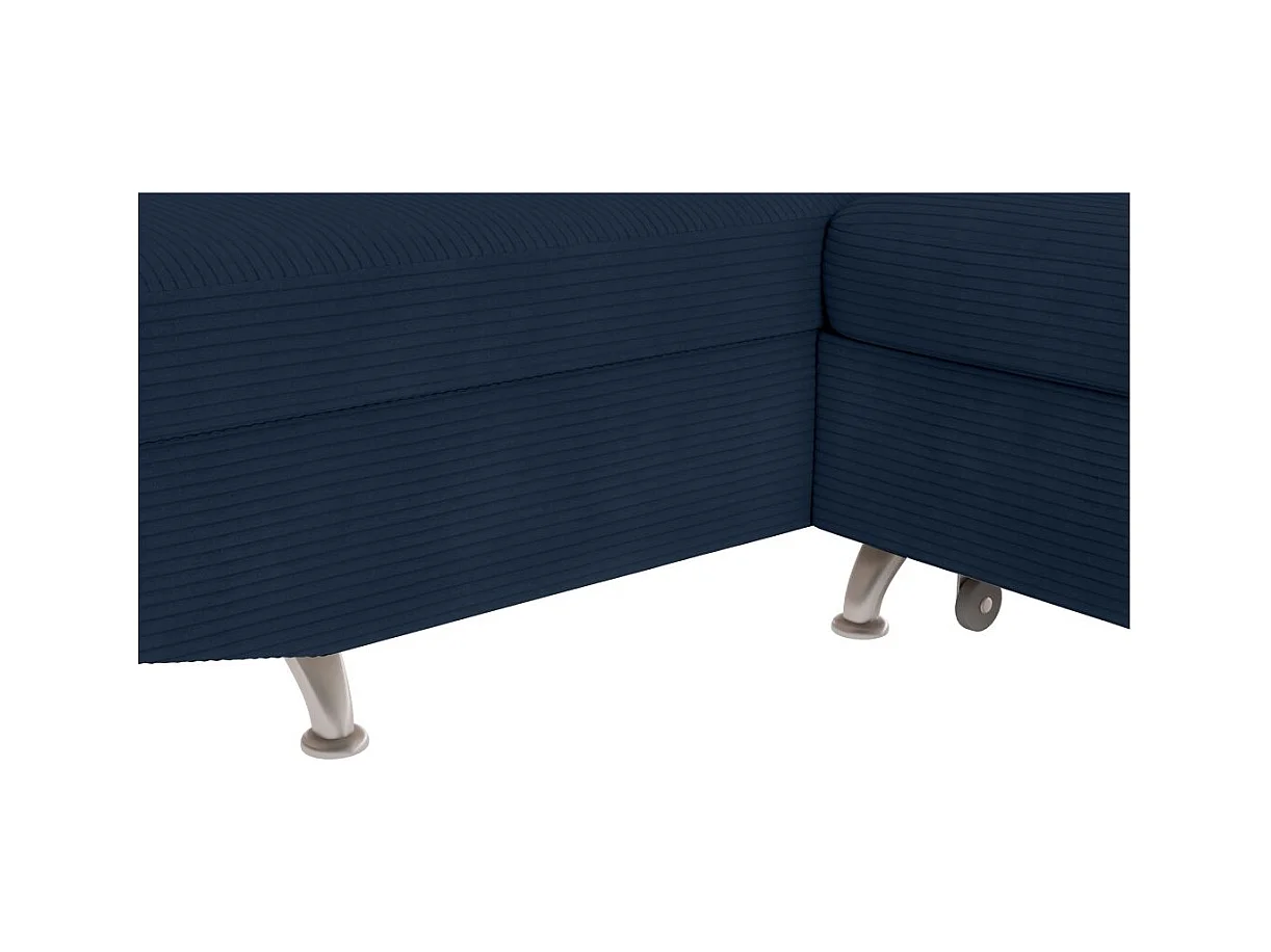 Canapé d'angle gauche convertible RIO 5 places avec coffre de rangement en velours côtelé bleu foncé