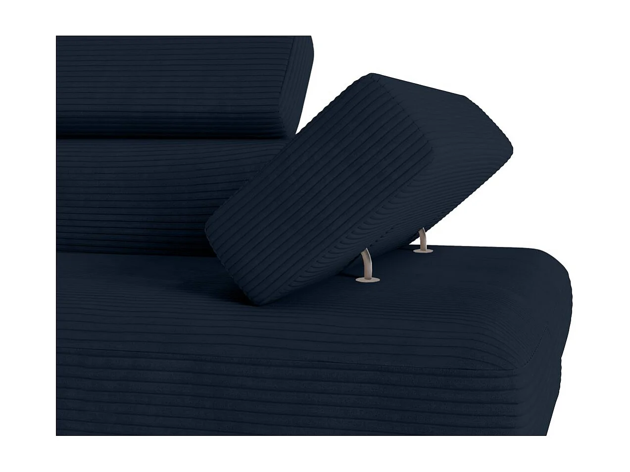 Canapé d'angle gauche convertible RIO 5 places avec coffre de rangement en velours côtelé bleu foncé