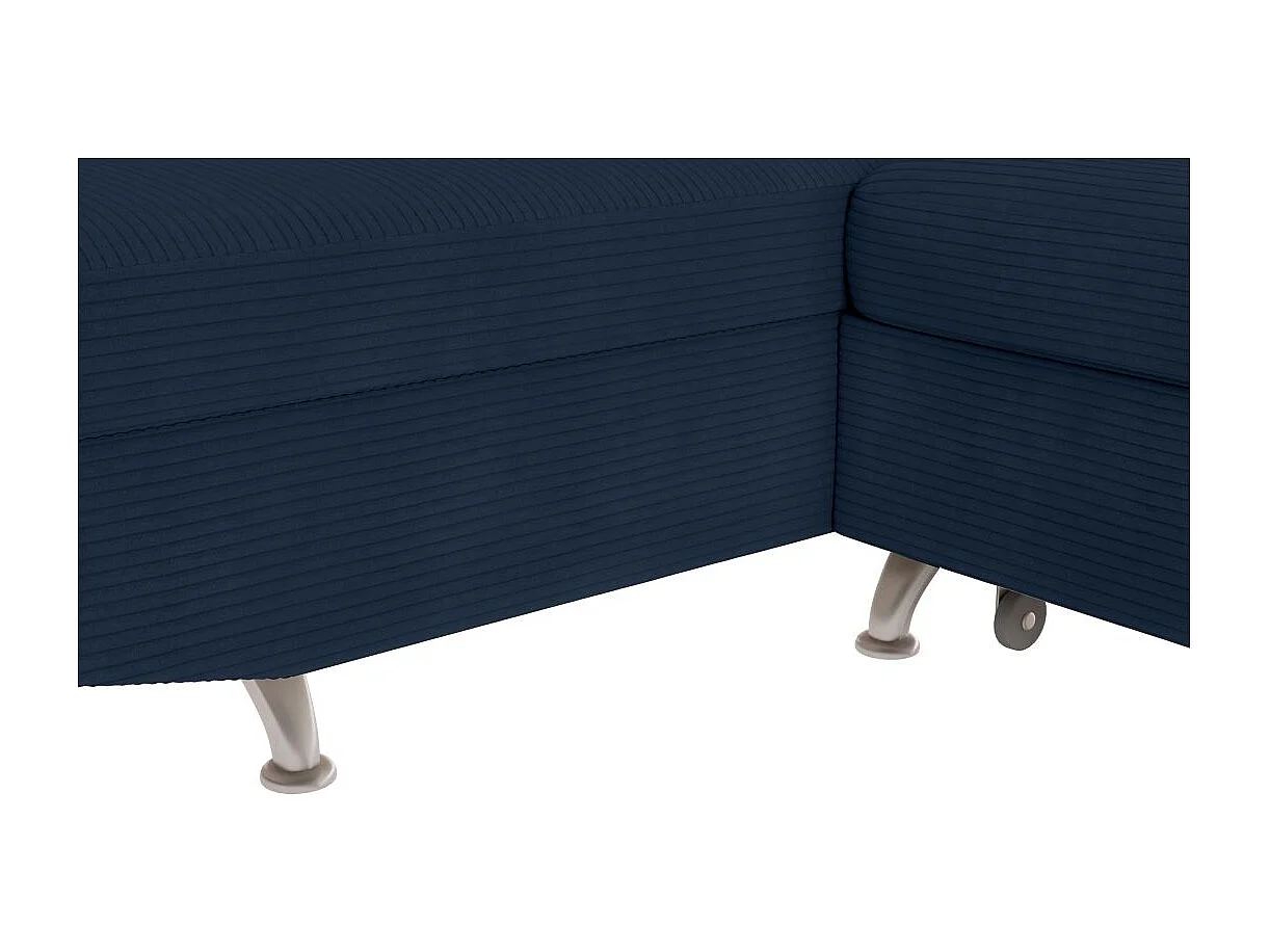 Canapé d'angle gauche convertible RIO 5 places avec coffre de rangement en velours côtelé bleu foncé