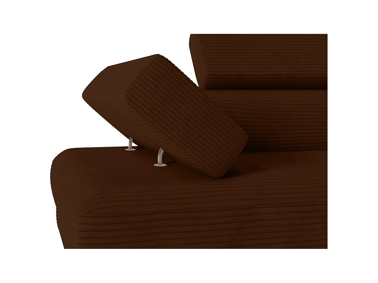 Canapé d'angle droit convertible RIO 5 places avec coffre de rangement en velours côtelé - Marron