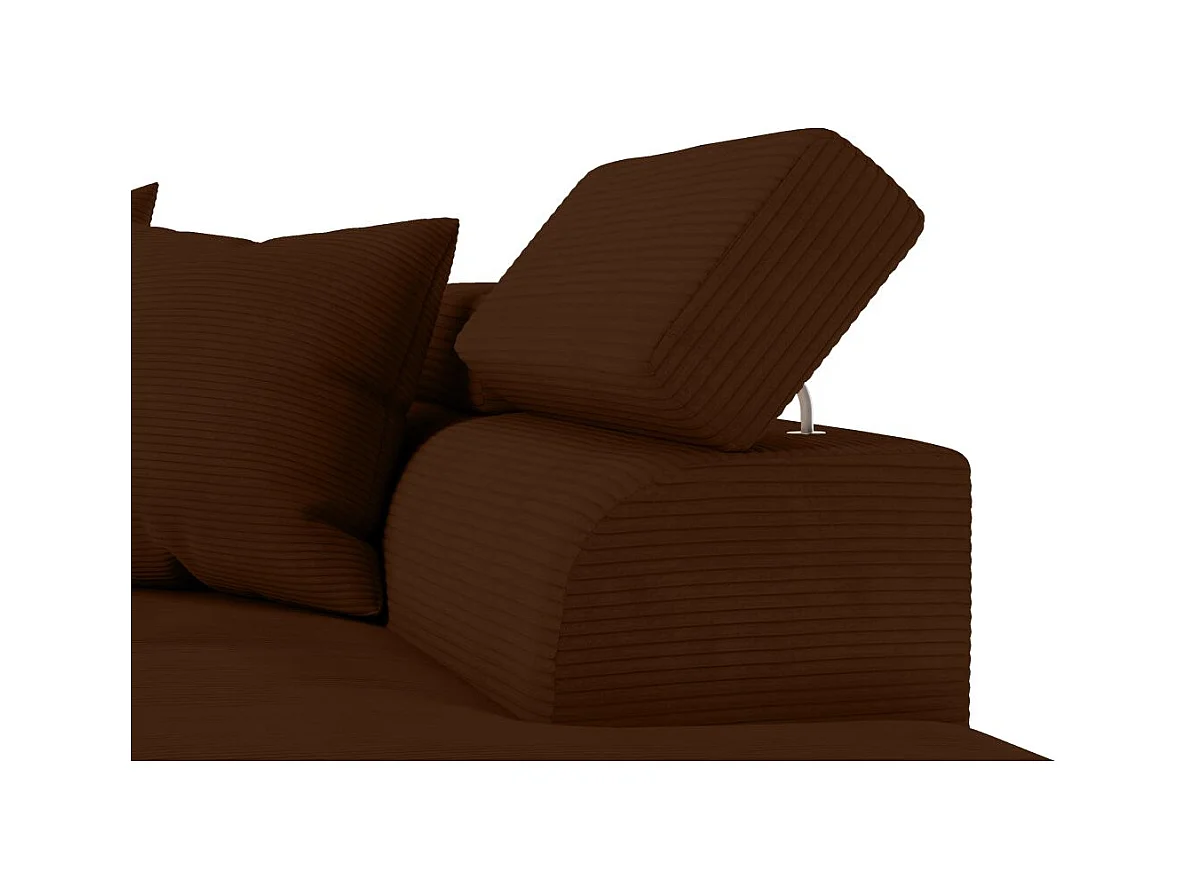Canapé d'angle droit convertible RIO 5 places avec coffre de rangement en velours côtelé - Marron