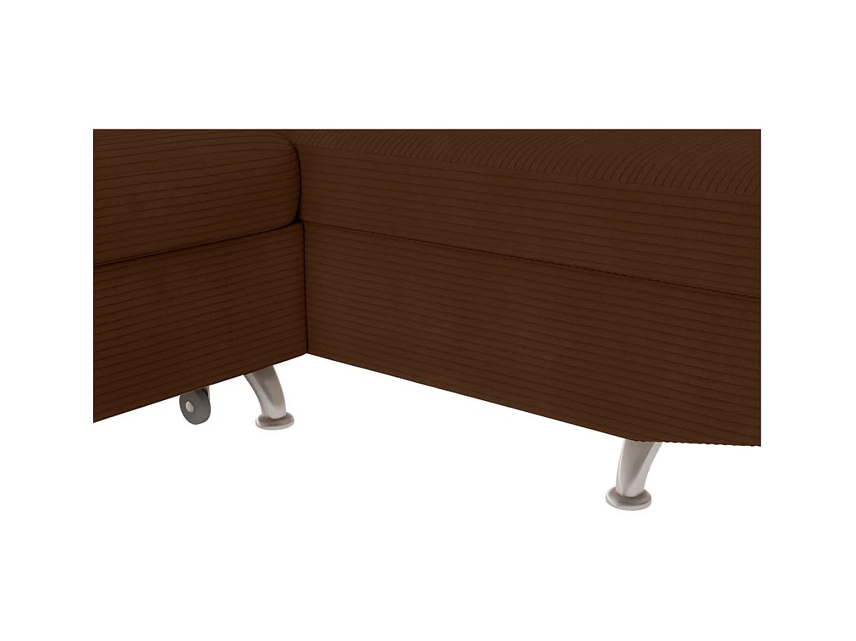 Canapé d'angle droit convertible RIO 5 places avec coffre de rangement en velours côtelé - Marron