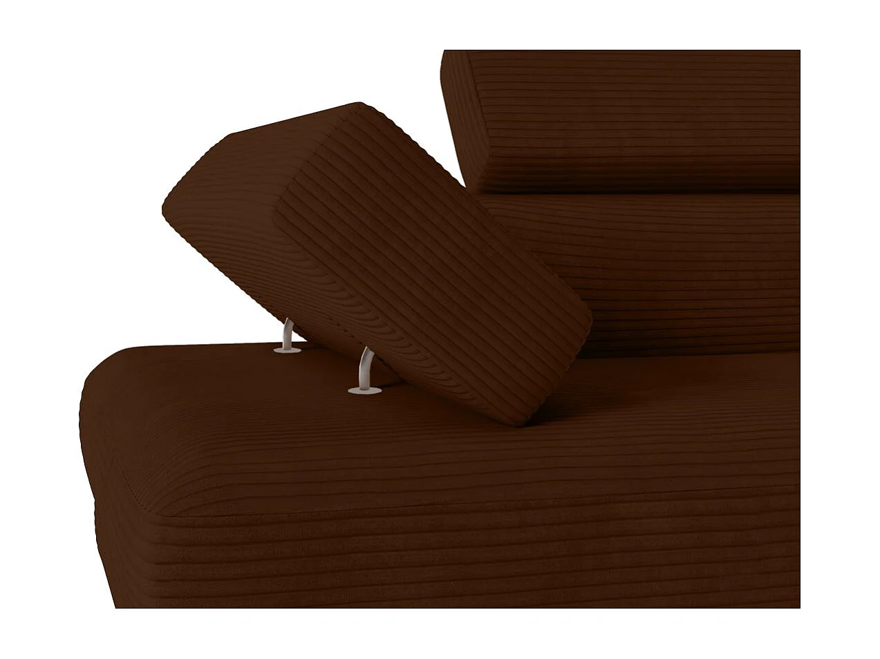 Canapé d'angle droit convertible RIO 5 places avec coffre de rangement en velours côtelé - Marron