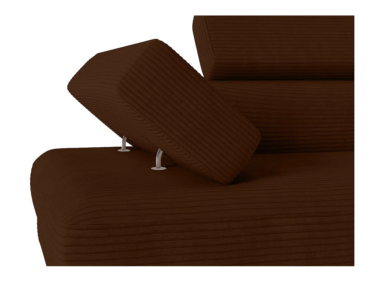 Canapé d'angle droit convertible RIO 5 places avec coffre de rangement en velours côtelé - Marron