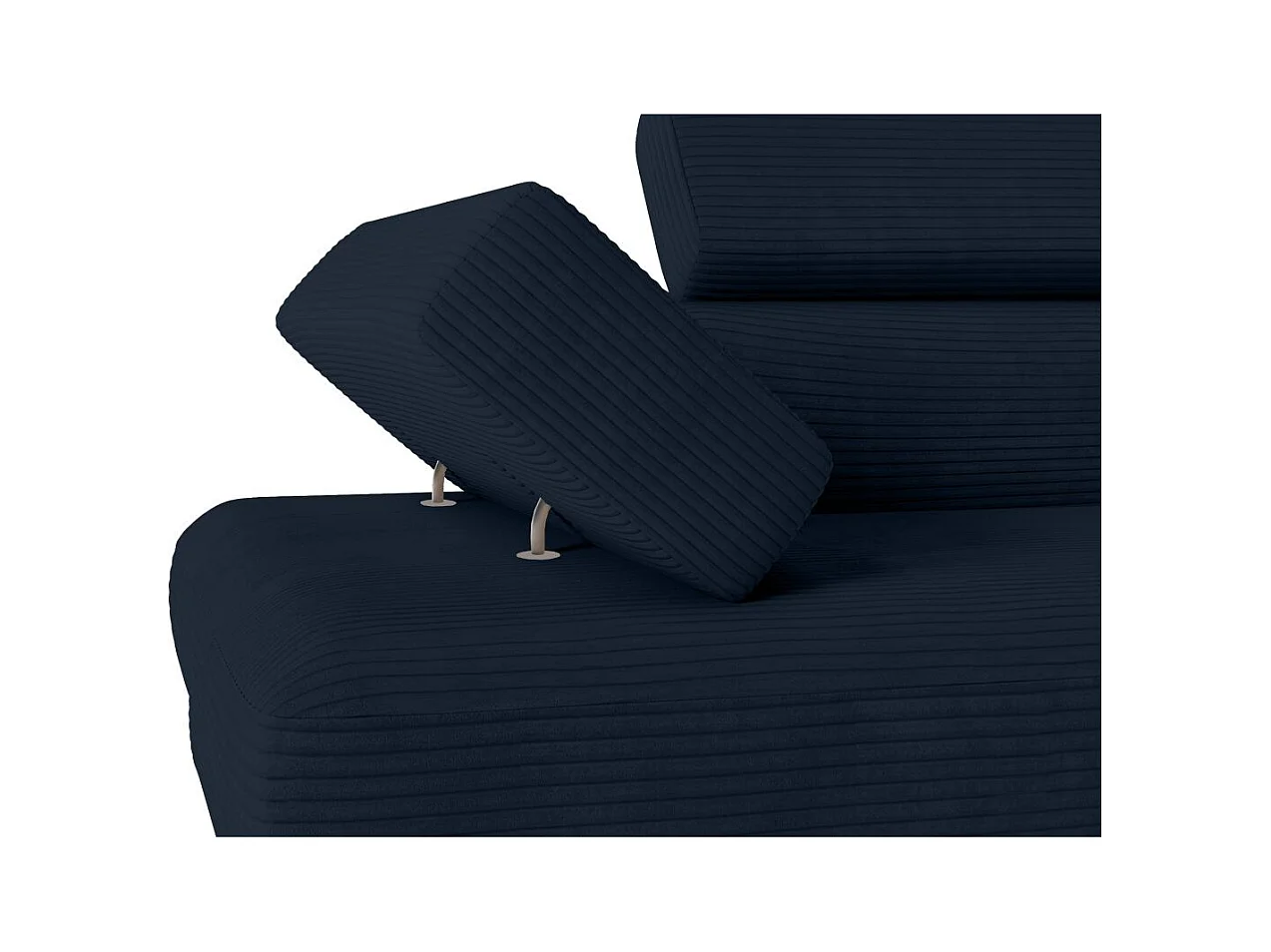 Canapé d'angle droit convertible RIO 5 places avec coffre de rangement en velours côtelé bleu foncé