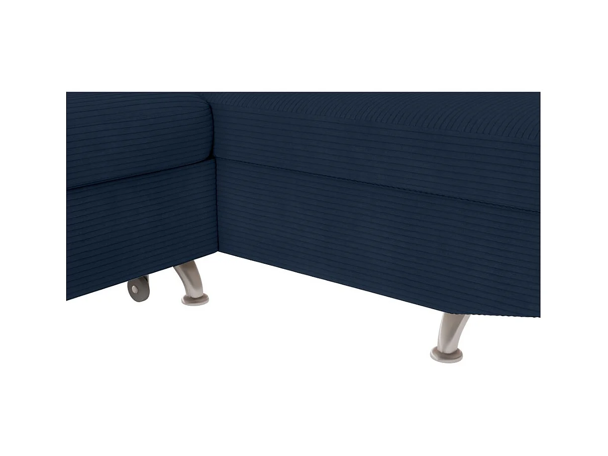 Canapé d'angle droit convertible RIO 5 places avec coffre de rangement en velours côtelé bleu foncé