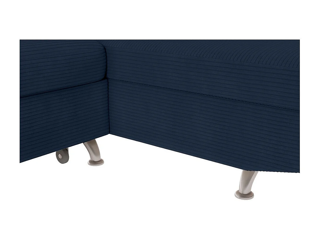 Canapé d'angle droit convertible RIO 5 places avec coffre de rangement en velours côtelé bleu foncé