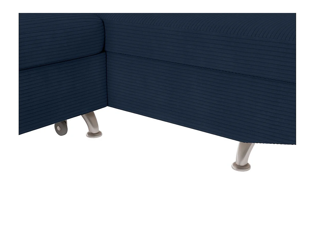 Canapé d'angle droit convertible RIO 5 places avec coffre de rangement en velours côtelé bleu foncé