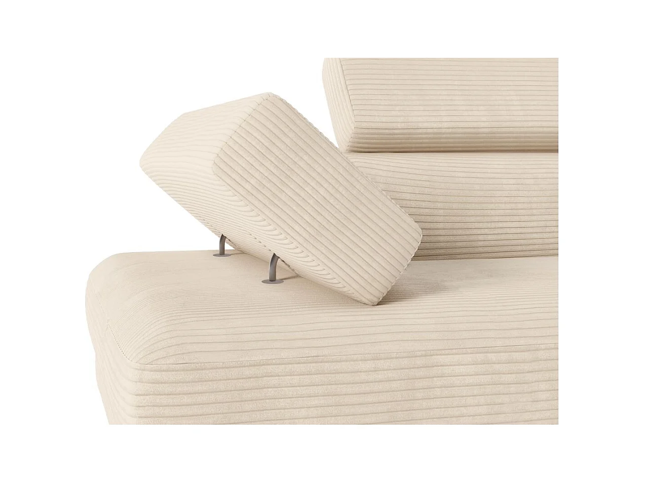 Canapé d'angle droit convertible RIO 5 places avec coffre de rangement en velours côtelé - Beige