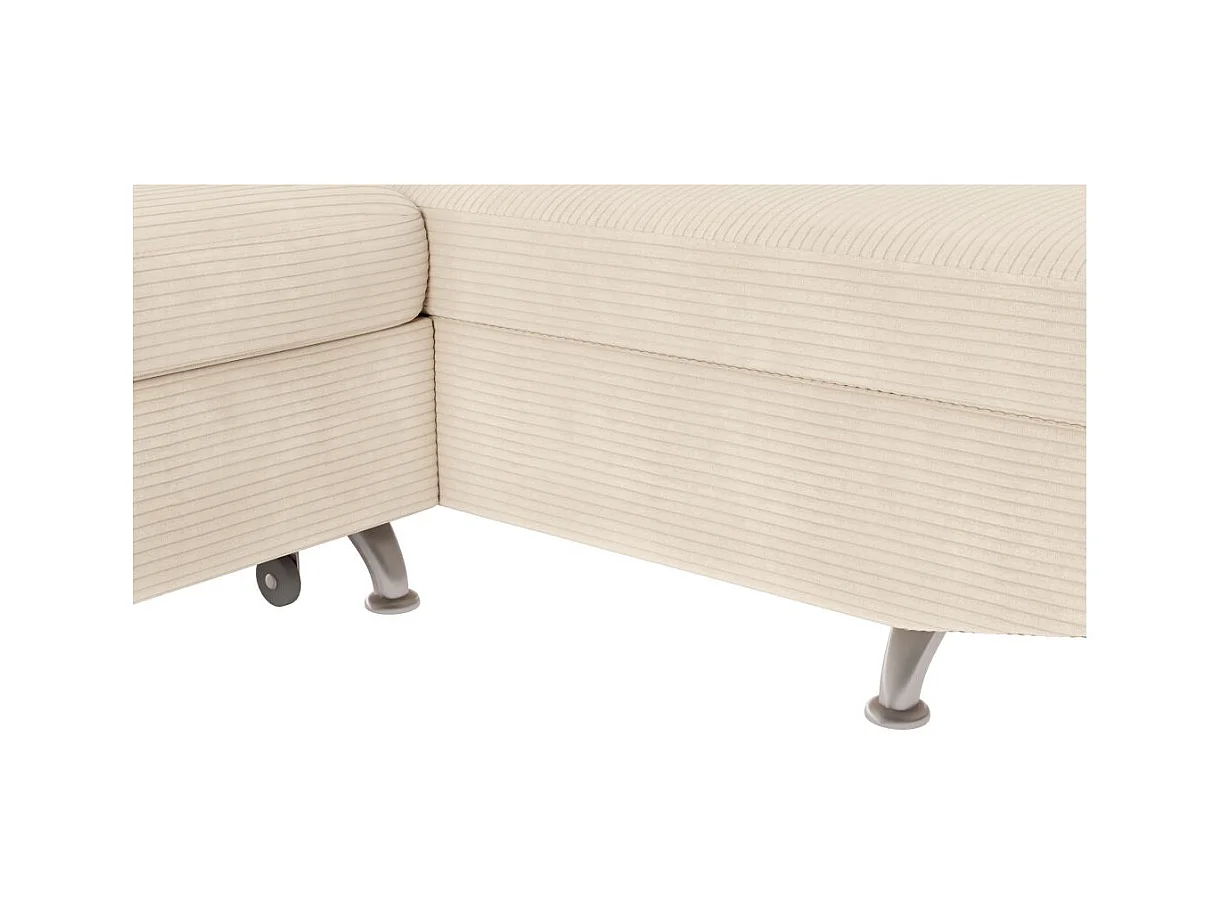 Canapé d'angle droit convertible RIO 5 places avec coffre de rangement en velours côtelé - Beige